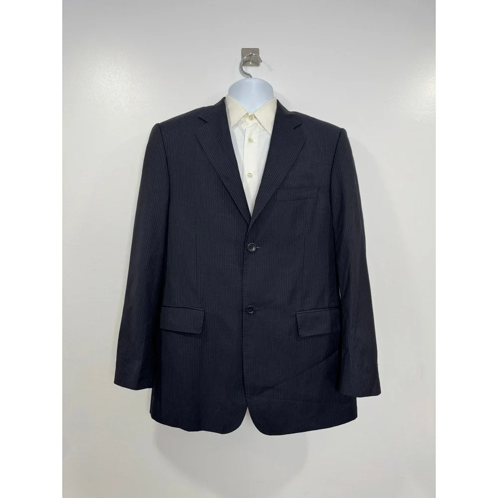 Ermenegildo Zegna Men Blue Pinstripe Wool Two Button Blazer 38R